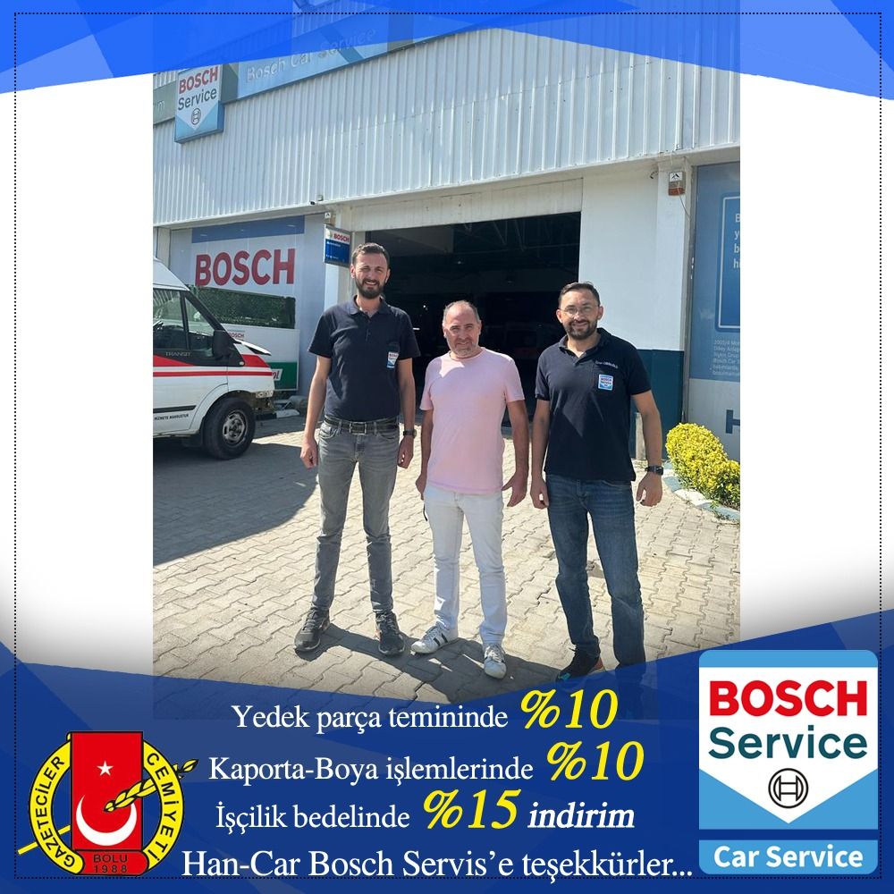 Hancar Bosch Servis tarafından boya ve kaporta işlemlerinden %10, yedek parça temininde %10, işçilik bedelinde %15 indirim.