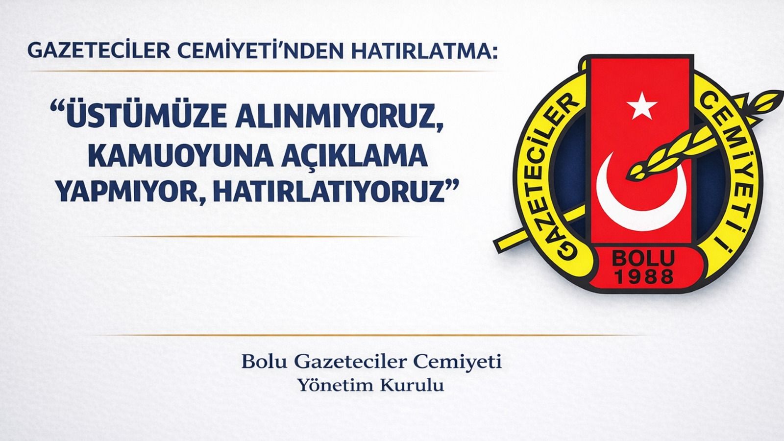 ÜSTÜMÜZE ALINMIYORUZ

KAMUOYUNA AÇIKLAMA YAPMIYOR, HATIRLATIYORUZ!
